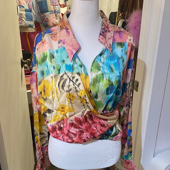 ZARA Floral Patchwork Printed Blouse NWT - Picture 2 of 8